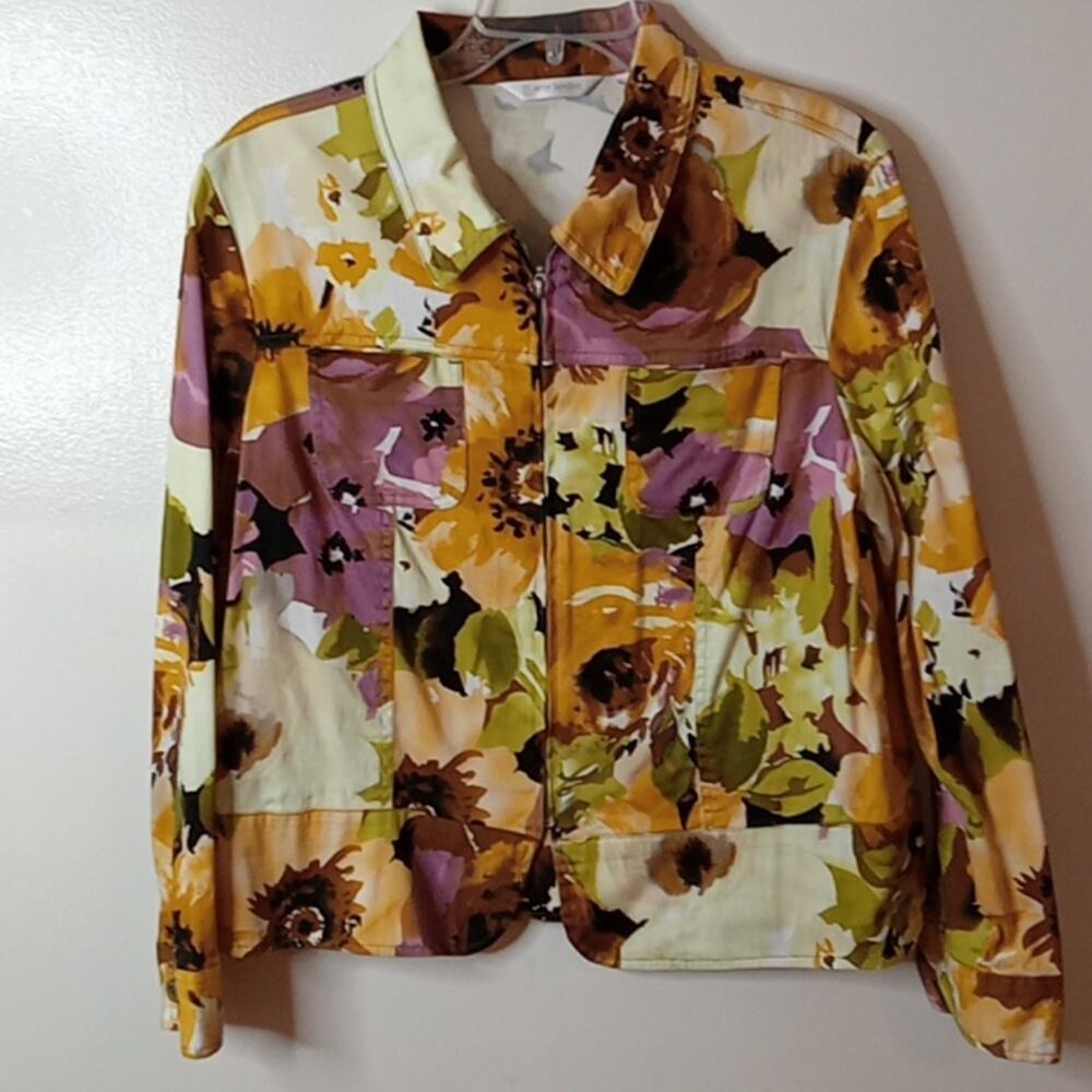 Erin london women's size Large floral jacket. Office, Boho, Vintage, Stretchy
